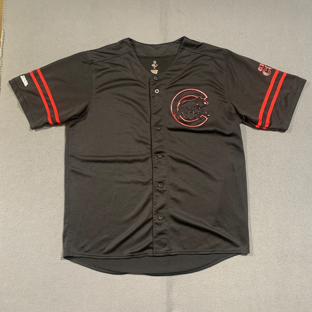 Stitches Chicago Cubs Baseball Jersey Mens XL Black Red Embroidered MLB Fan Gear